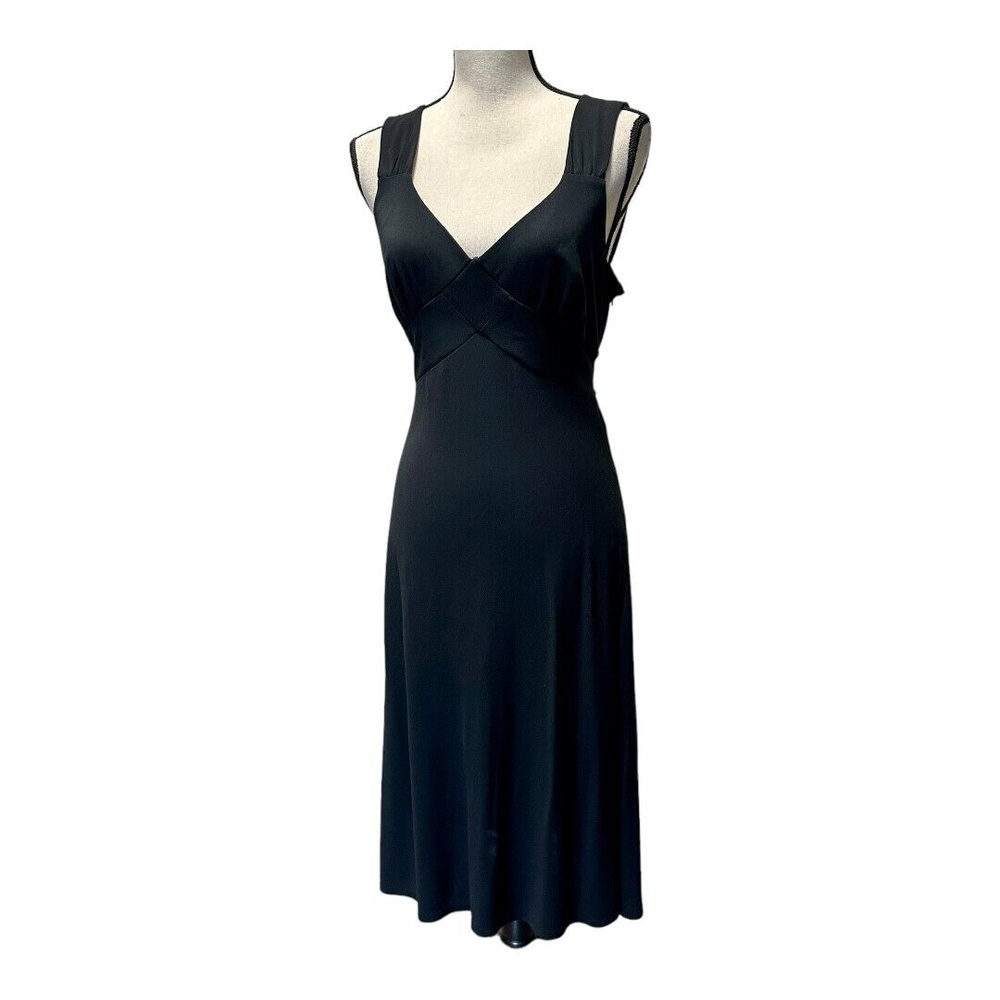 Ann Taylor LOFT Womens Dress Black Sleeveless Midi A-line Party Cocktail Solid 6